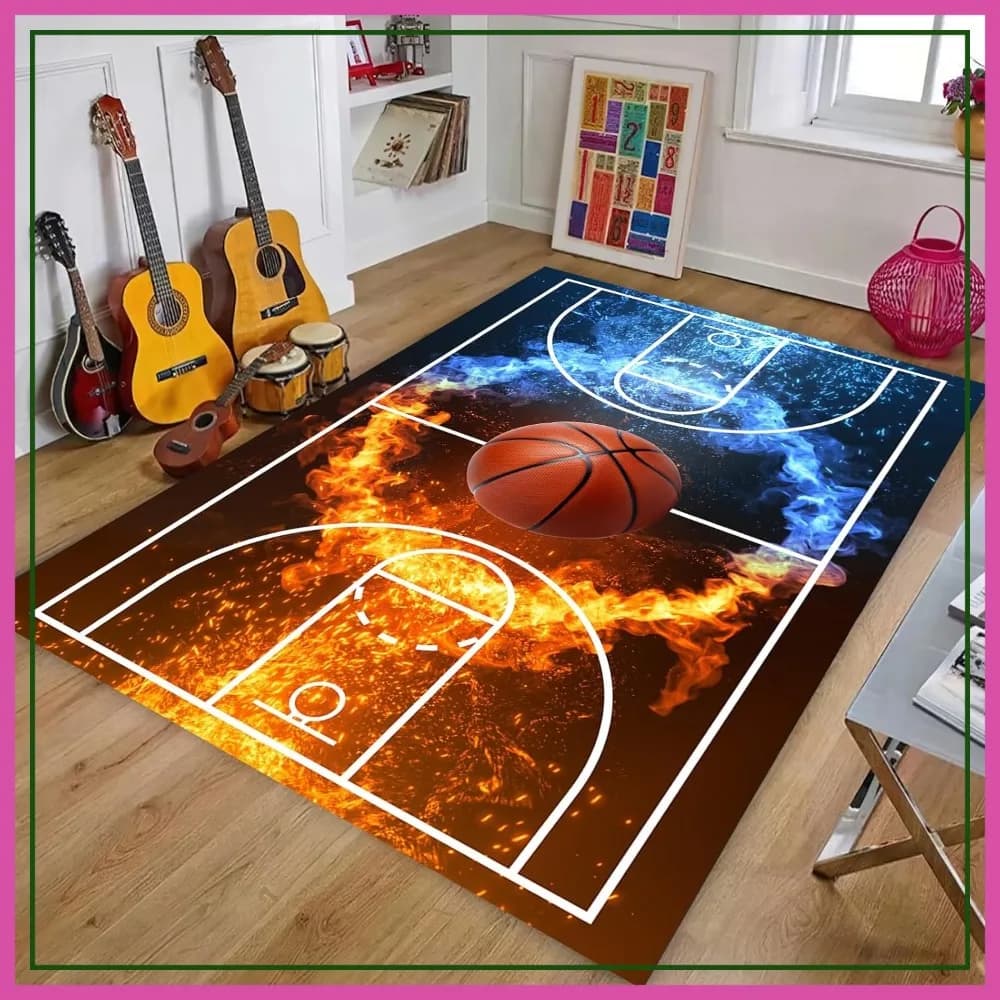 Tappeto da basket 5x7 piedi antiscivolo, tappeto sportivo per la cameretta dei ragazzi, soggiorno, sala giochi, decorazione