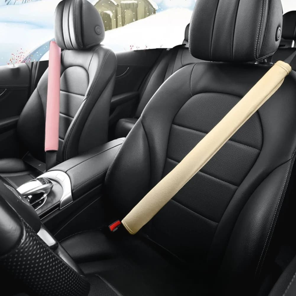 Coprispalla per cintura di sicurezza per auto in pelle e peluche da 50 cm. Imbottitura per cintura di sicurezza per auto. Accessori interni per cintura di sicurezza interna
