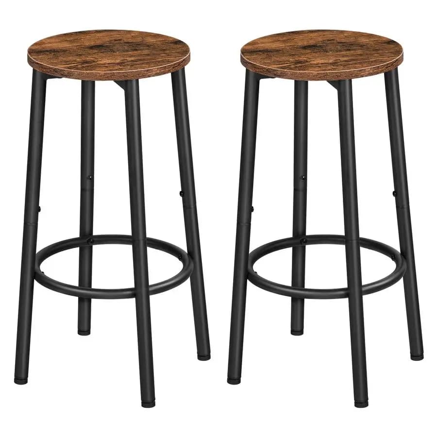 Set di 2 Sgabelli da Cucina e Bar, Altezza 11.8x11.8x25.2, Sgabelli Rotondi con Poggiapiedi, Telaio in Acciaio Robusto