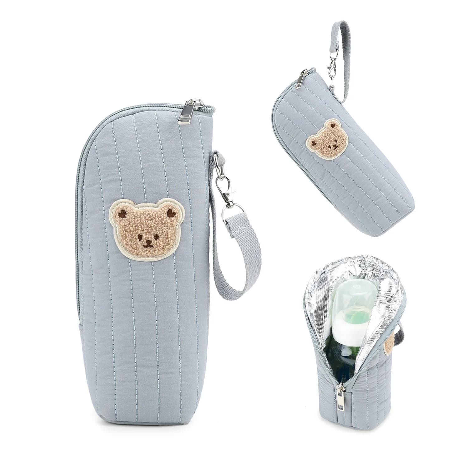 Borsa per bottiglie portatile isolata: poliestere resistente, porta pannolini e portabottiglie multifunzionale, chiusura con cerniera sicura