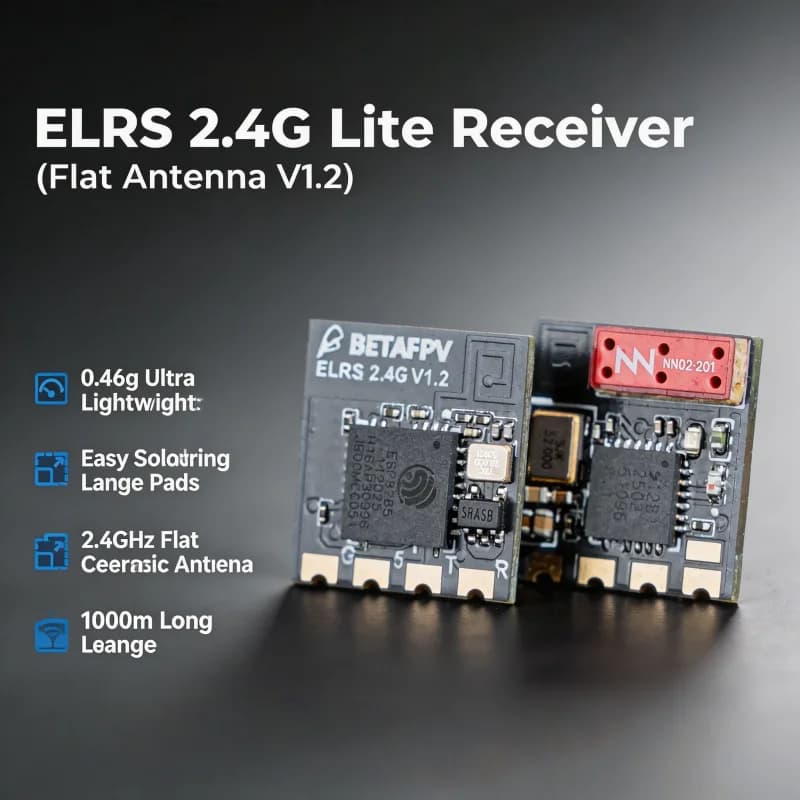 Ricevitore BETAFPV ELRS Lite 2.4GHz Nano RX con Antenna Flat Tower V1.2 per Droni FPV da Corsa Meteor65, Meteor75, Tiny Whoop - Novità 2026