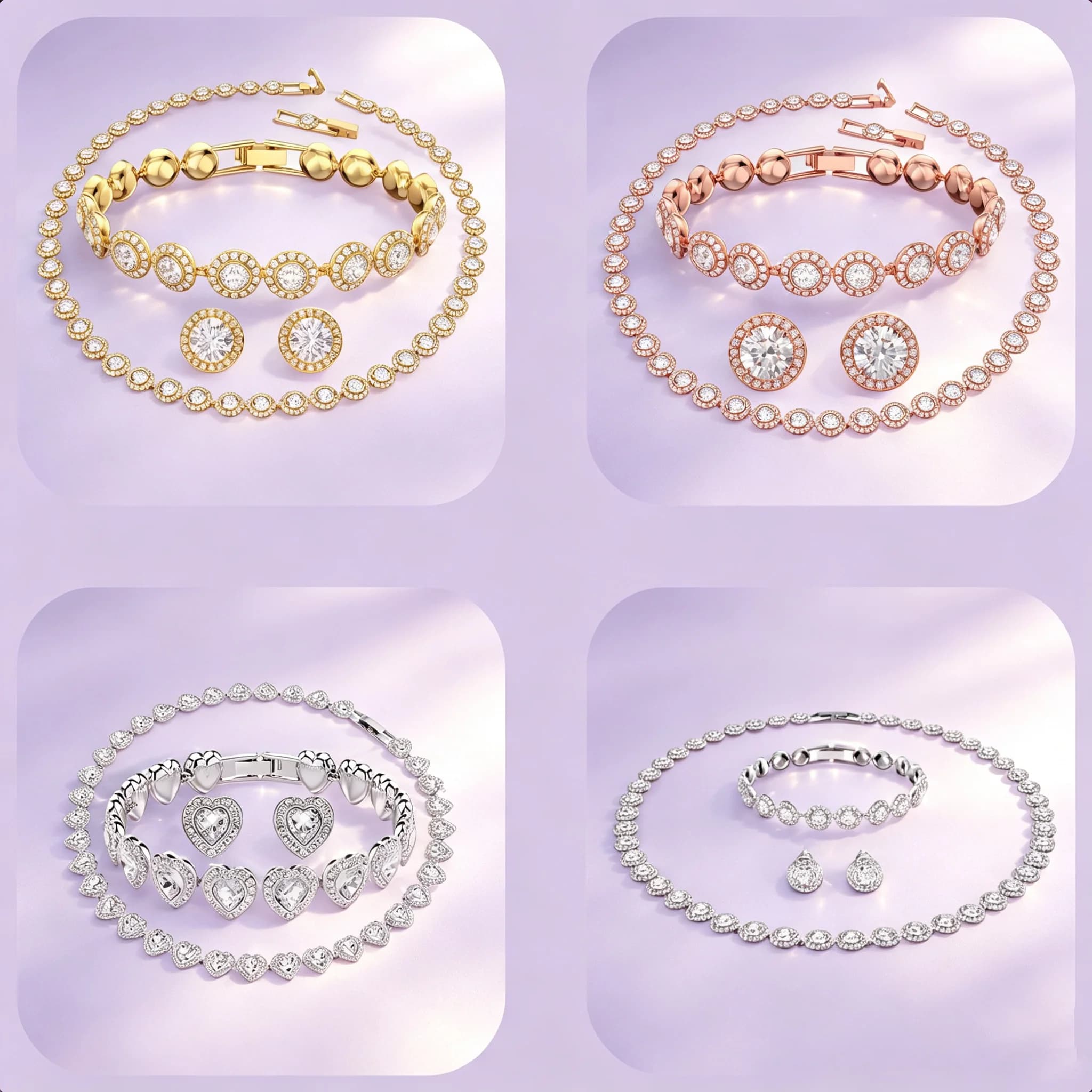Hot Selling 2026 NEW Luxury Charms Round Earrings Necklace Fine Jewelry Set for Women Arrow Necklace Bracelet Romantic Gift