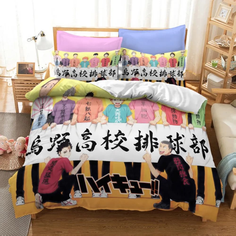 Cartoon Anime Haikyuu Set biancheria da letto 3D stampato pallavolo ragazzi copripiumino Set singolo matrimoniale biancheria da letto di lusso per bambini adolescenti regalo