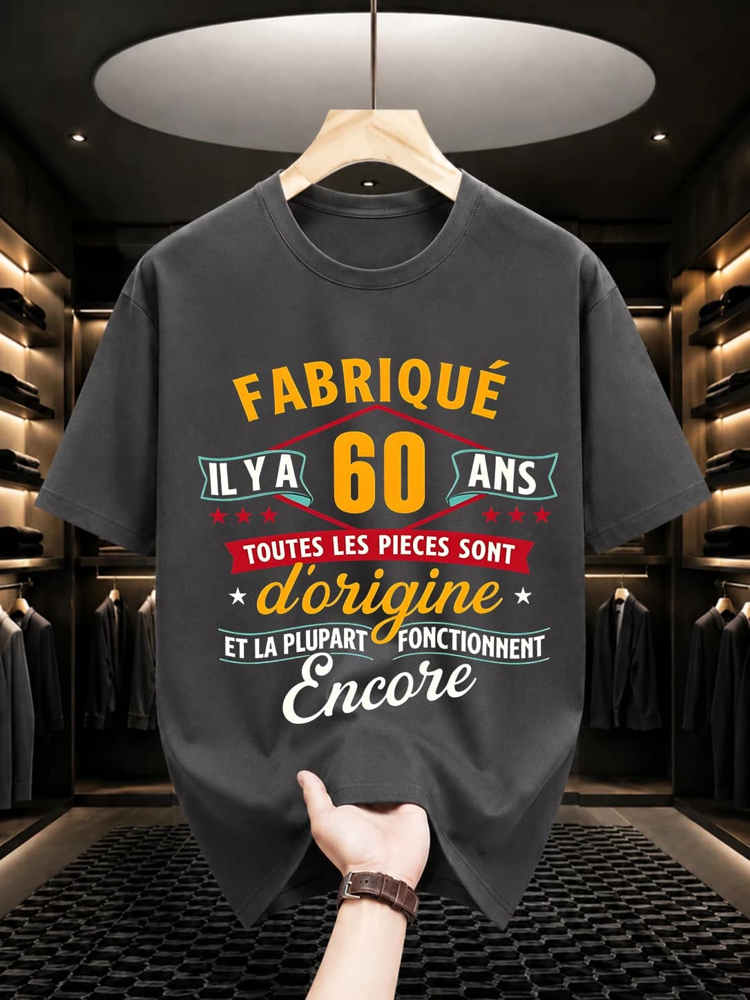 2026 New Pure Cotton T-Shirt 60th Birthday Humorous Car Meme Print T-Shirt Casual Crew Neck Short Sleeve Street Style Top