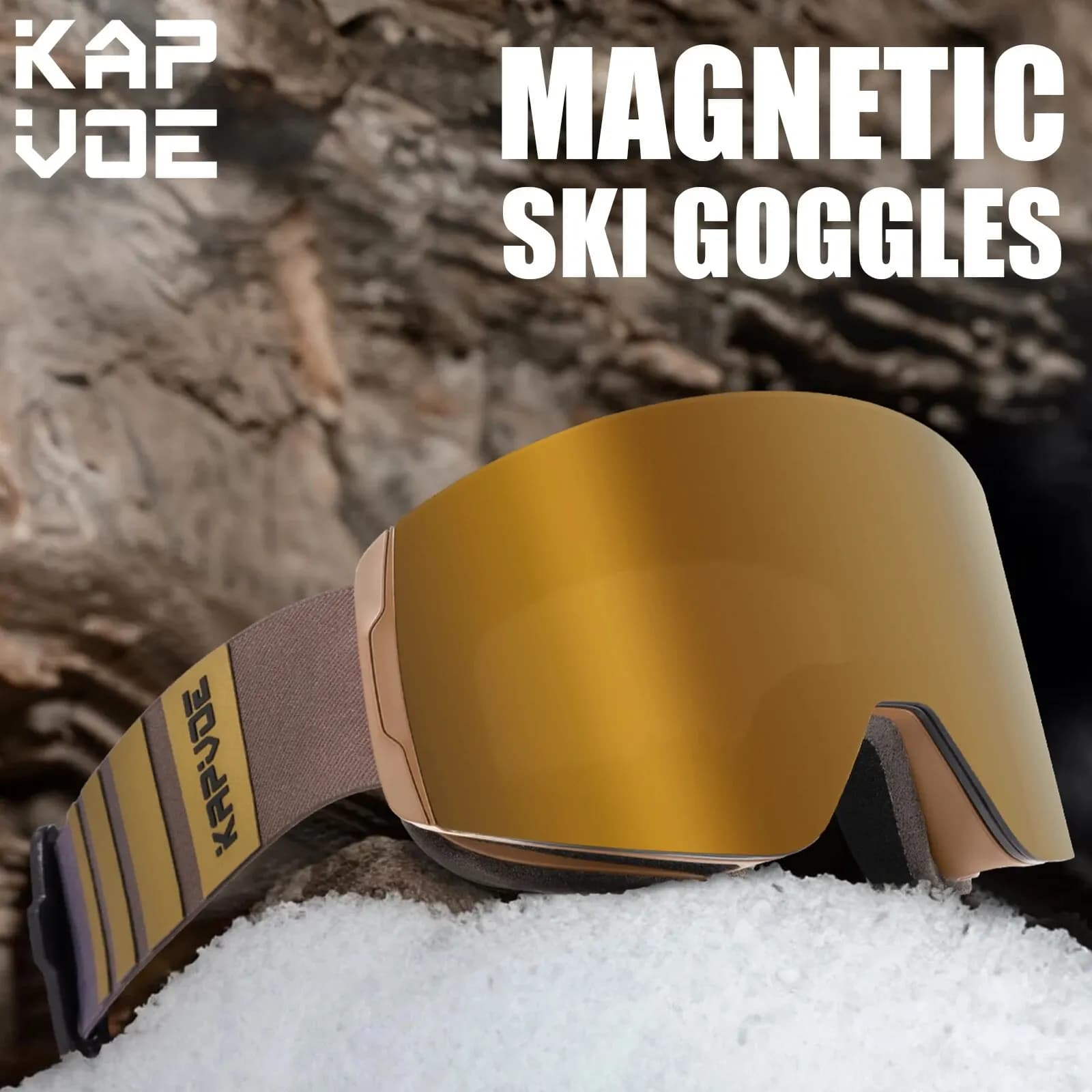 Kapvoe Occhiali da sci Doppi strati Antiappannamento UV400 Snowboard Occhiali da neve Occhiali da motoslitta Occhiali Sport all'aria aperta Sci