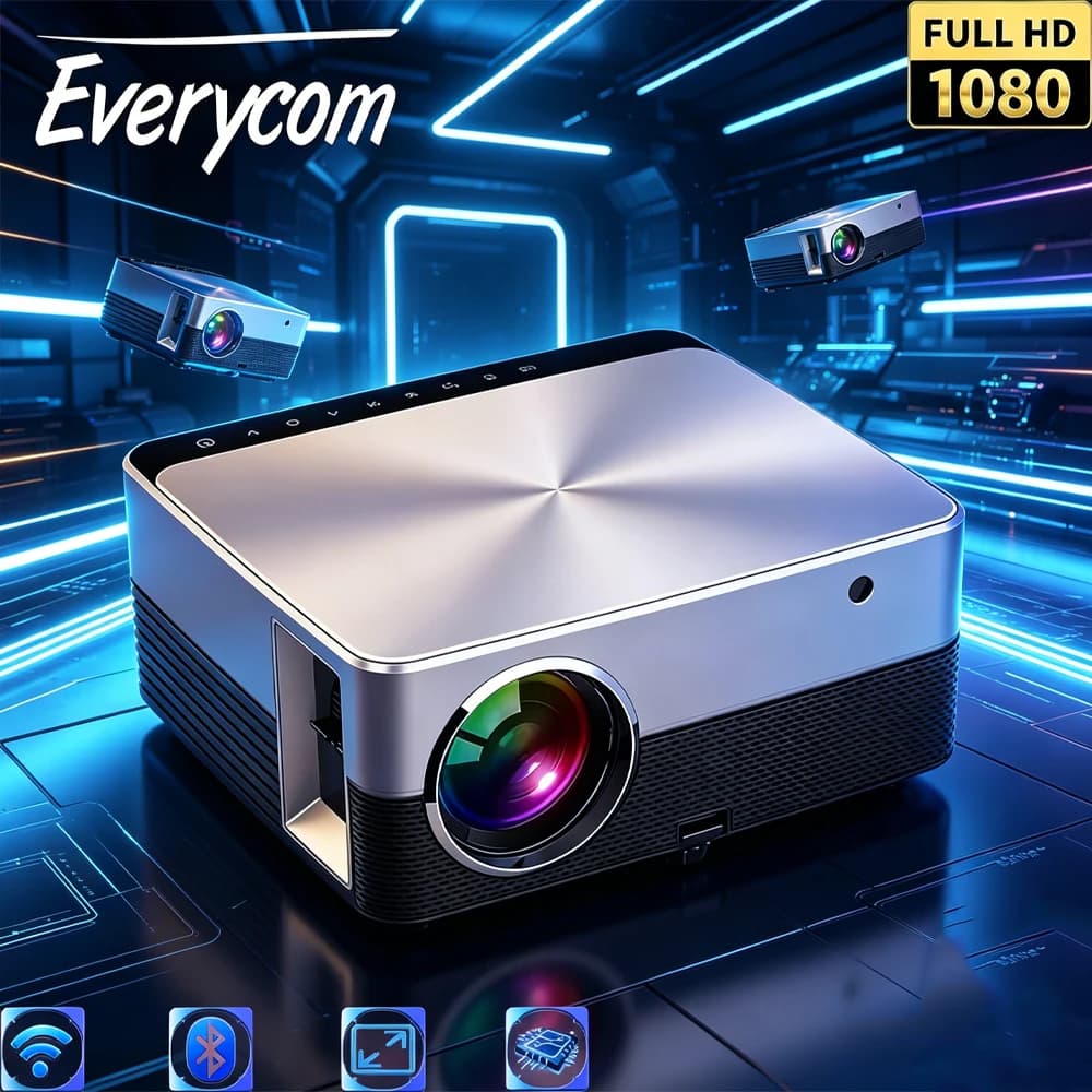 Proiettore Everycom Light Unicorn M51 1080P Full HD WIFI BT, Lettore Multimediale per Home Theater, Mini Proiettore LED Smart Android