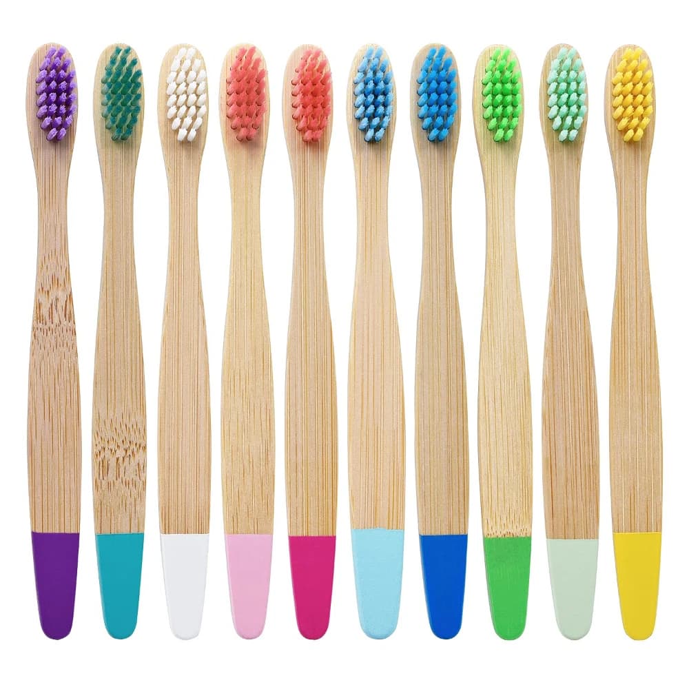 Children's Bamboo Toothbrush 10 pieces toothbrush with soft bristles toothbrush with ecological biodegradable wood handle