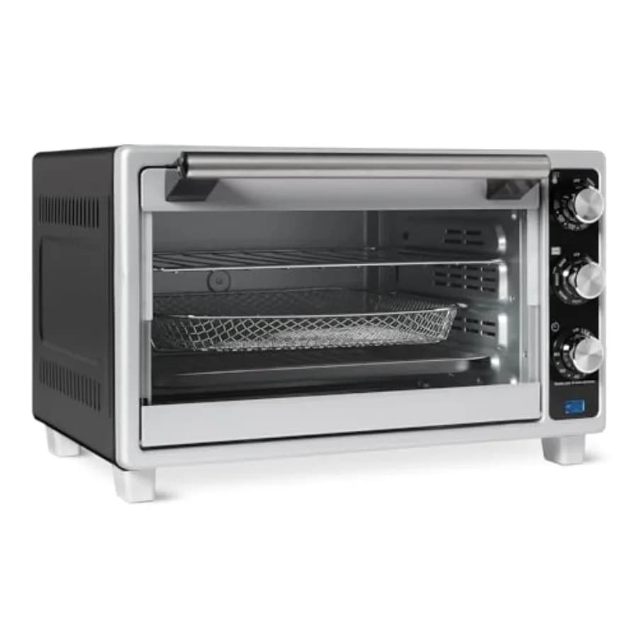 Forno Tostapane da 23 QT con Friggitrice ad Aria Integrata, 7 Funzioni di Cottura, Timer 60 Minuti, Temperatura Regolabile 200-450°C, con Controllo AC