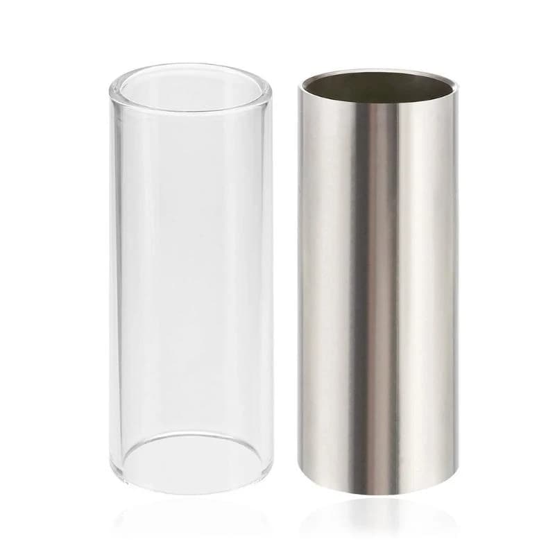 Set of 2 Guitar Slides,Include 1 Stainless Steel, 1 Pcs Glass,10 Pieces Guitar Picks Multi-Color with a Plastic Box