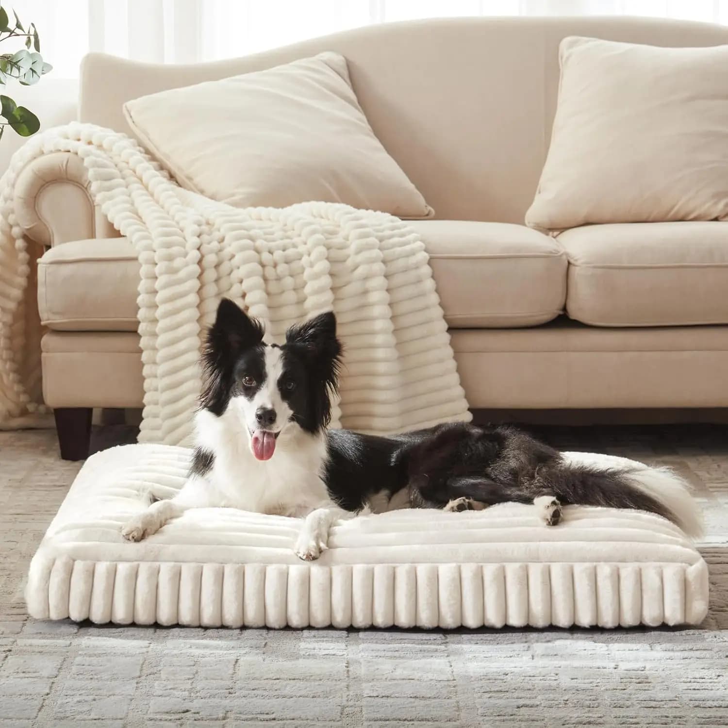 Cucce per cani di taglia grande, cuccia piatta per animali domestici con rivestimento rimovibile e lavabile, tappetino per animali domestici, graziosa cuccia per gabbia, cuccia spessa in tessuto triturato