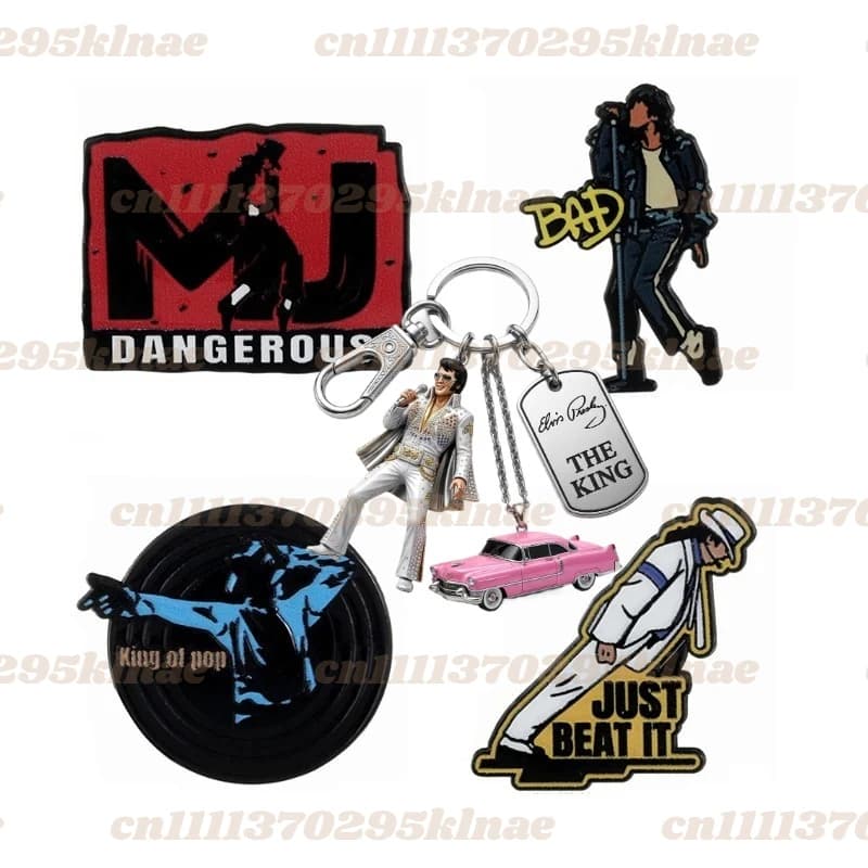 2026 Cartoon singer MJ-shaped badges & Keychain , creative character letter series alloy pins, accessory for clothing and bags