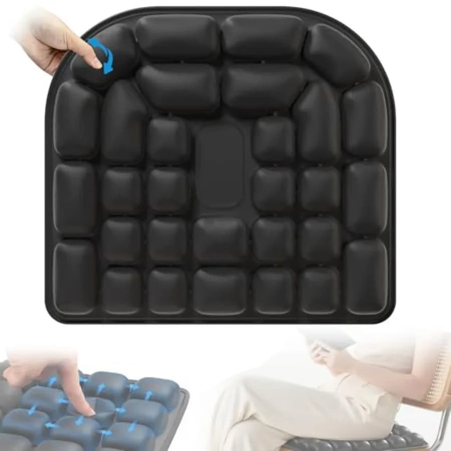 Cuscino Gonfiabile Autogonfiante Senza Pompa, Portatile, Regolabile, con Airbag 3D Ergonomico per Viaggi in Aereo e Auto