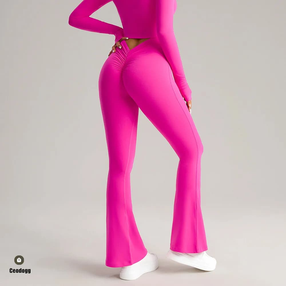 Leggings svasati V Back Hip Pantaloni da yoga Donna Vita alta Larga Donna Palestra Fitness Sport Pantaloni svasati Pantaloni da ballo latino XP282