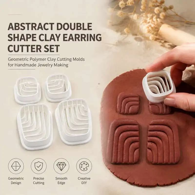 Abstract Dual Shape Polymer Clay Earring Cutter Set Handmade DIY Jewelry Making Molding Cutting Accessory
