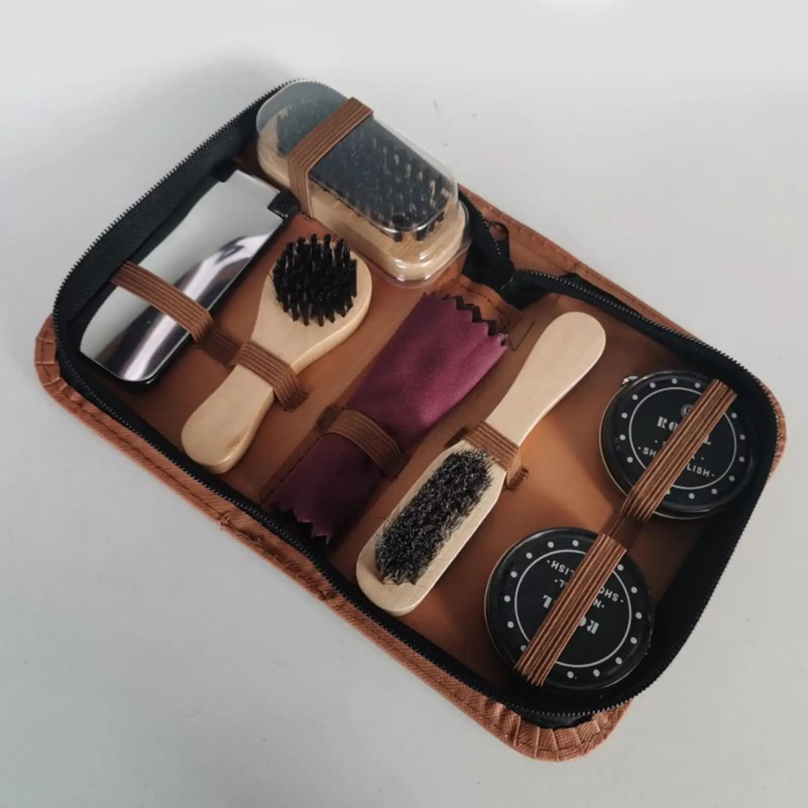 Set di spazzole per lucidare le scarpe, scatola completa per la cura della pelle, kit per la pulizia delle scarpe con custodia per la cura professionale delle scarpe