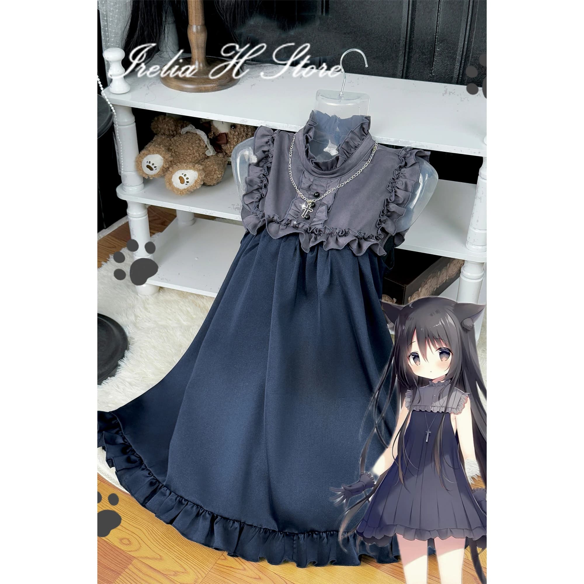 Irelia H Store Noir da Hoshizora Tetsudou a Shiro no Tabi Noir Costume Cosplay donna abito quotidiano estivo