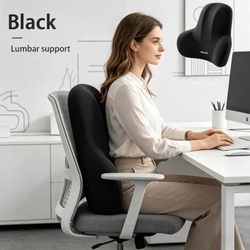 Home Household Memory Foam Lumbar Back Cushion Car Office Gaming Chair Postpartum Waist Support Pain Relief