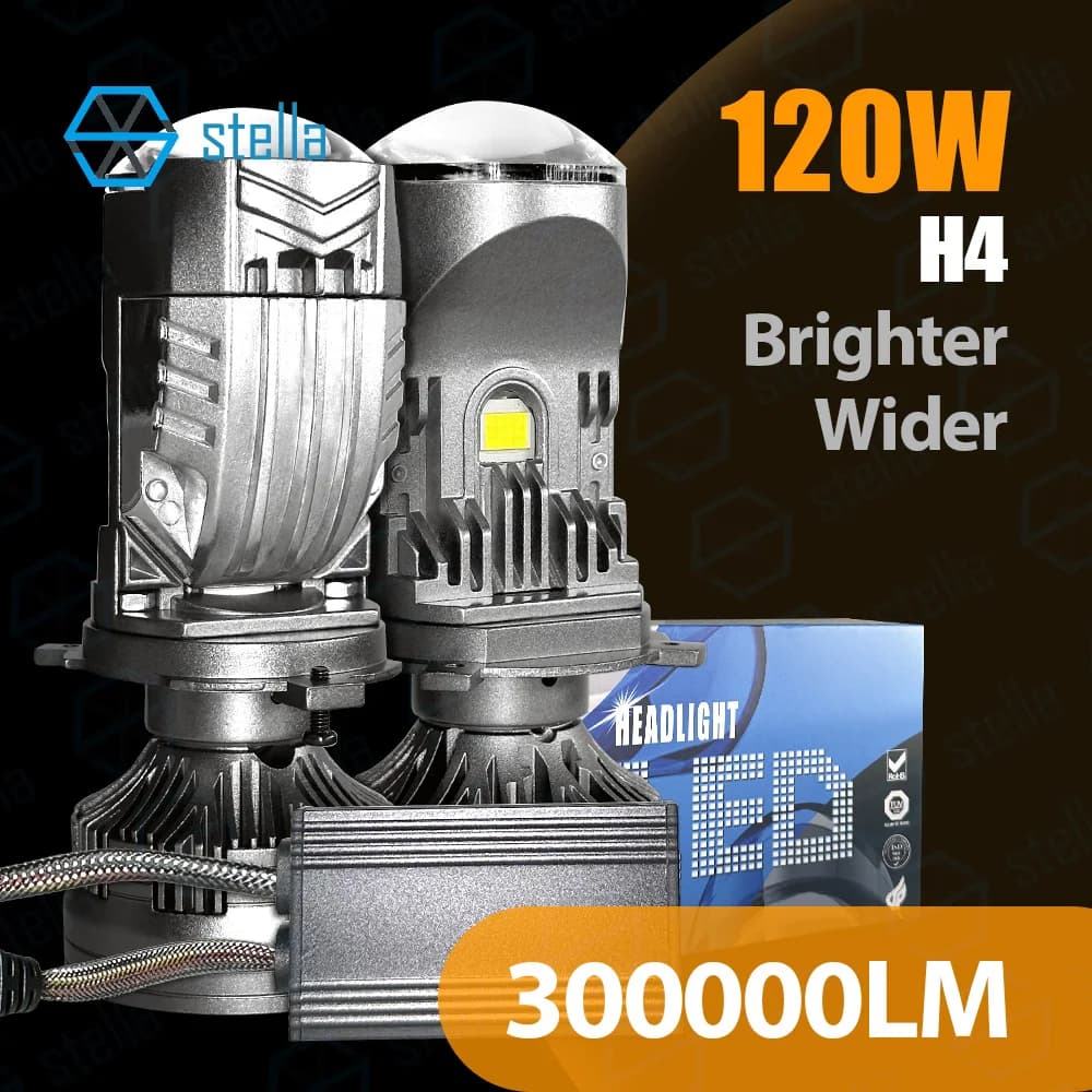 Stella 1 Set Ad Alta Potenza 120W 3a Generazione H4/HB2 LED Mini Lente Proiettore Lampadina per Auto/Motore Super Luminoso 300000LM