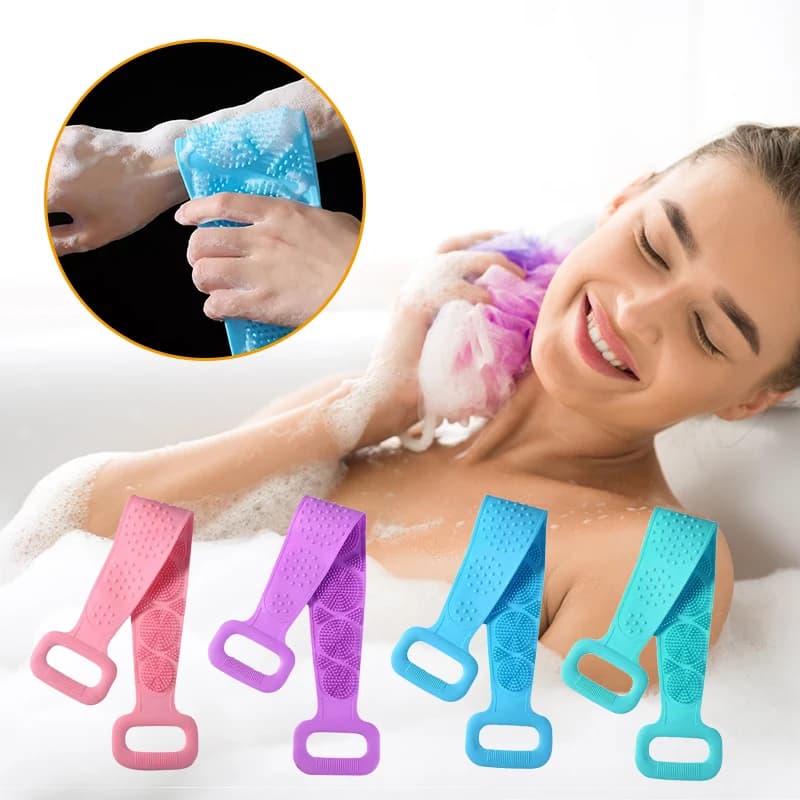 Silicone Back Scrubber Soft Loofah Bath Towel Bath Belt Body Exfoliating Massage For Shower Body Cleaning Bathroom Shower Strap