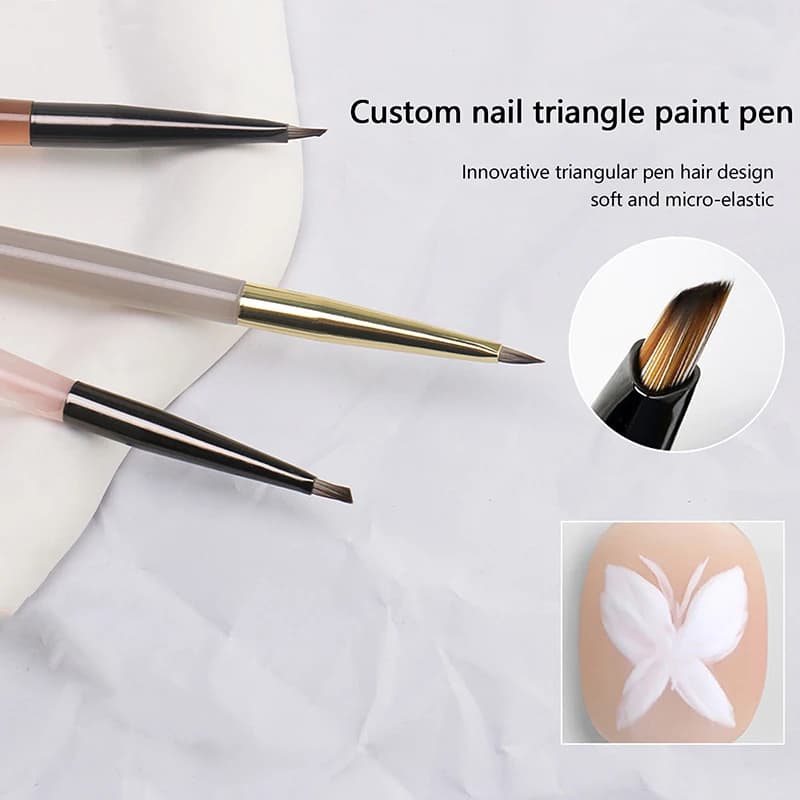 Pennello Triangolare per Nail Art, Pennello per Linee Francesi, Strisce, Griglie, Fiori, Farfalle, Penna Triangolare per Pittura, Strumenti per Manicure