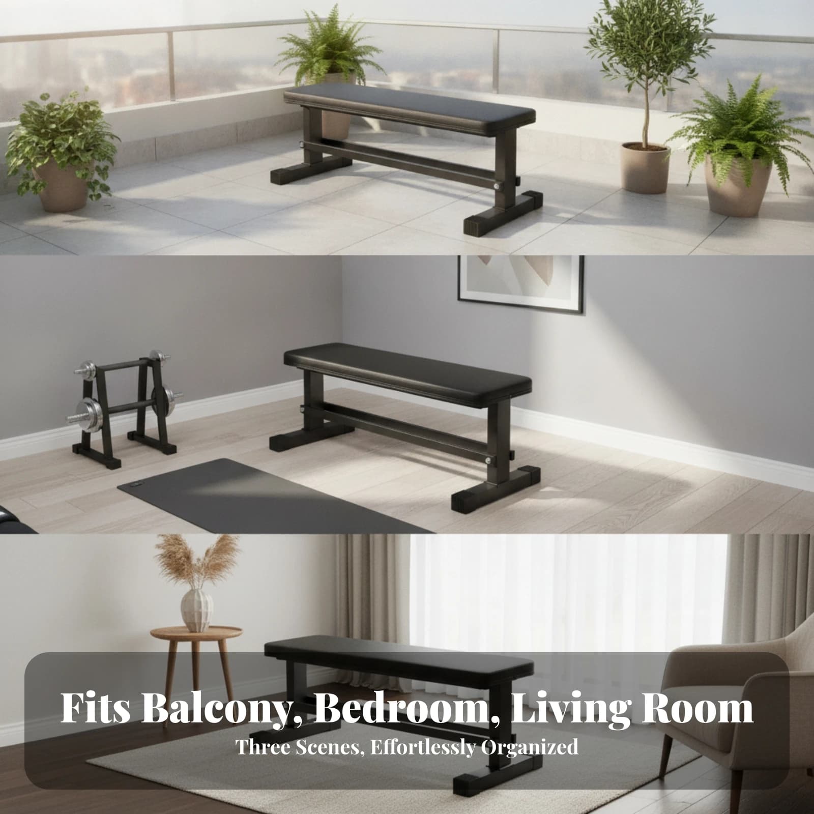 Flat Dumbbell Bench Stable Flat Bench with Padded Top Furniture Compact for Fitness Enthusiasts