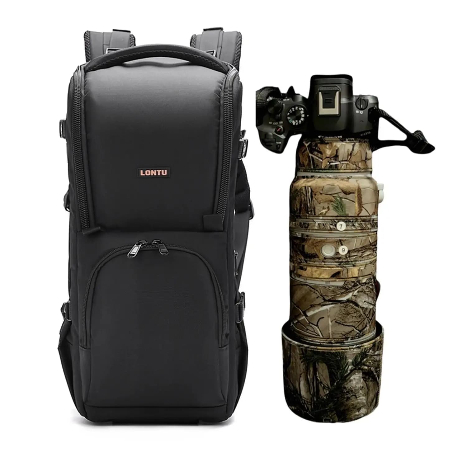 Zaino DSLR per super teleobiettivo antiurto compatibile con tubi per lenti da 200-600 mm 400-800 mm Imbottitura extra per fotocamere A79 Z9