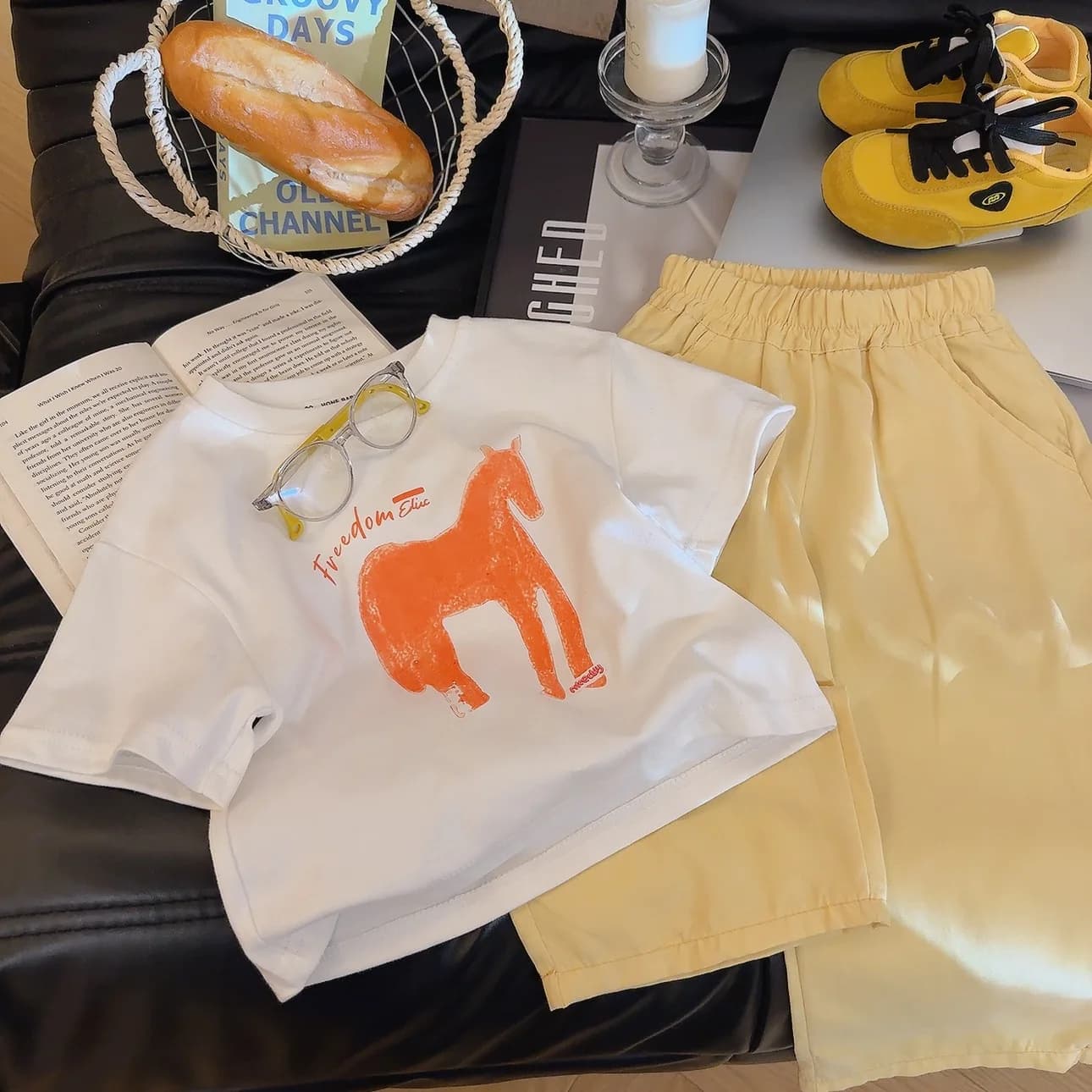 T-shirt casual estiva per bambini, unisex, per ragazzi e ragazze, in morbido cotone traspirante, a maniche corte, con stampa di simpatici cartoni animati, per bambini da 1 a 10 anni