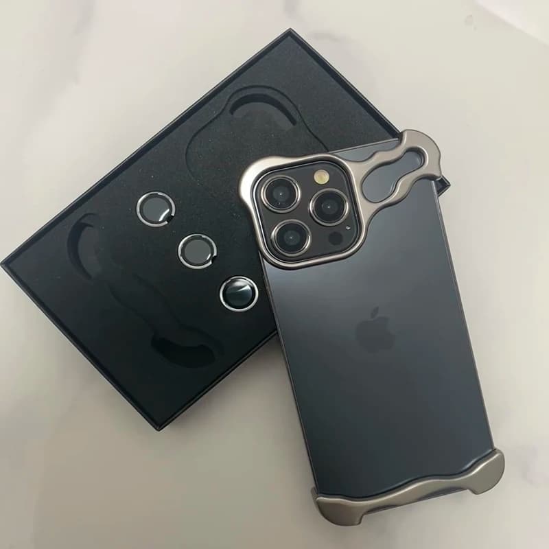 Custodia per telefono paraurti in lega di alluminio irregolare di lusso per IPhone 16 15 14 13 12 Pro Max 17 Air Pro Protezione per pellicola per lenti Copertura in metallo