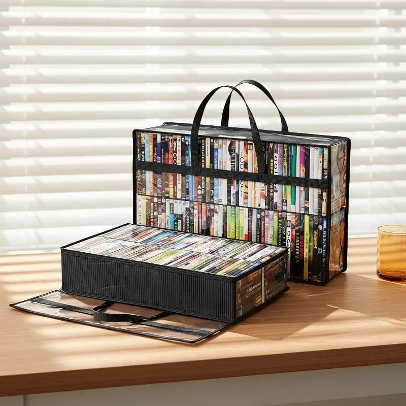 Transparent PVC Waterproof Zipper Storage Tote Visible Organizer For CD DVD Books Caps Household Sorting Carry Bag