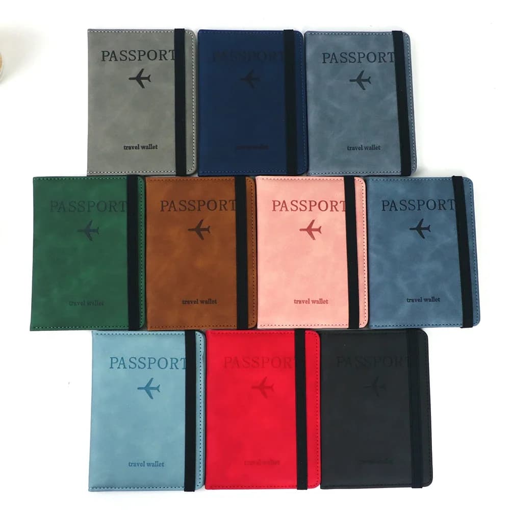 RFID Passport Cover Wallet Holder PU Leather Card Holder Passport Case Travel Essentials for Women Men Family Vacation