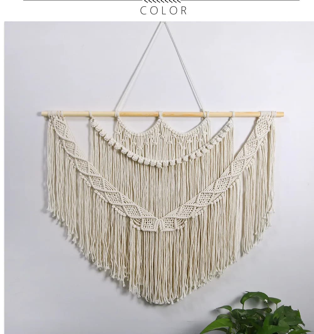 Hand Woven Macrame Tapestry Bohemian Style Bedroom Wall Hanging Tapestry Headboard Wall Hanging, Sofa Background Decoration