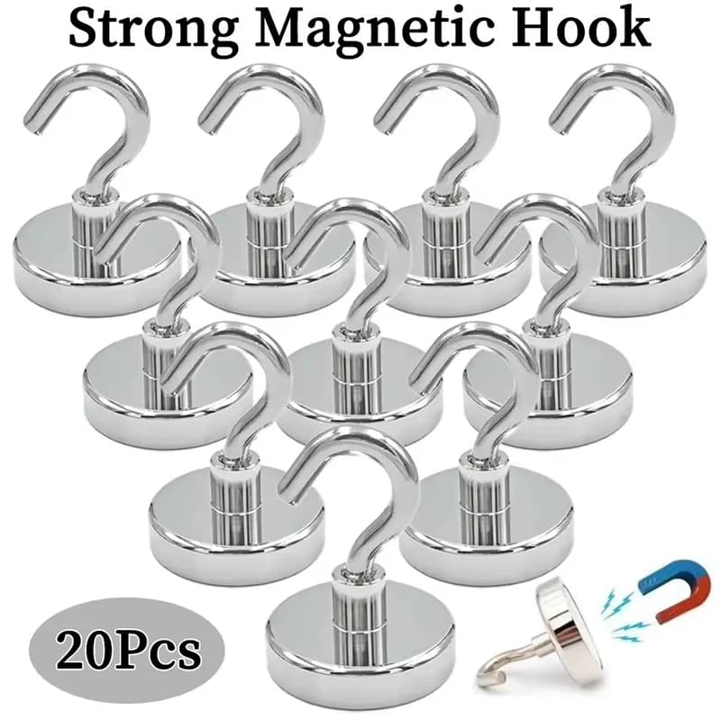Magnete al neodimio super resistente da 16 mm Potenti ganci magnetici Gancio Grande forza di trazione Perfetto per la cucina domestica, il bar, lo stoccaggio scolastico