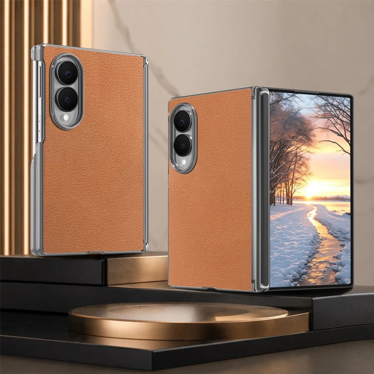 For Magsafe Magnetic Hinge Protection Phone Case for Samsung Galaxy Z Fold 8 Ultra 7 6 5 4 Fold8 Leather Wireless Charging Cover
