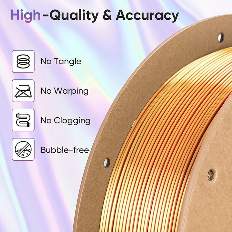 Eryone Hyper Speed Quadruple Color Silk PLA Filament 1.75mm, High Speed 500mm/s 3D Printer Filament, 1kg Spool