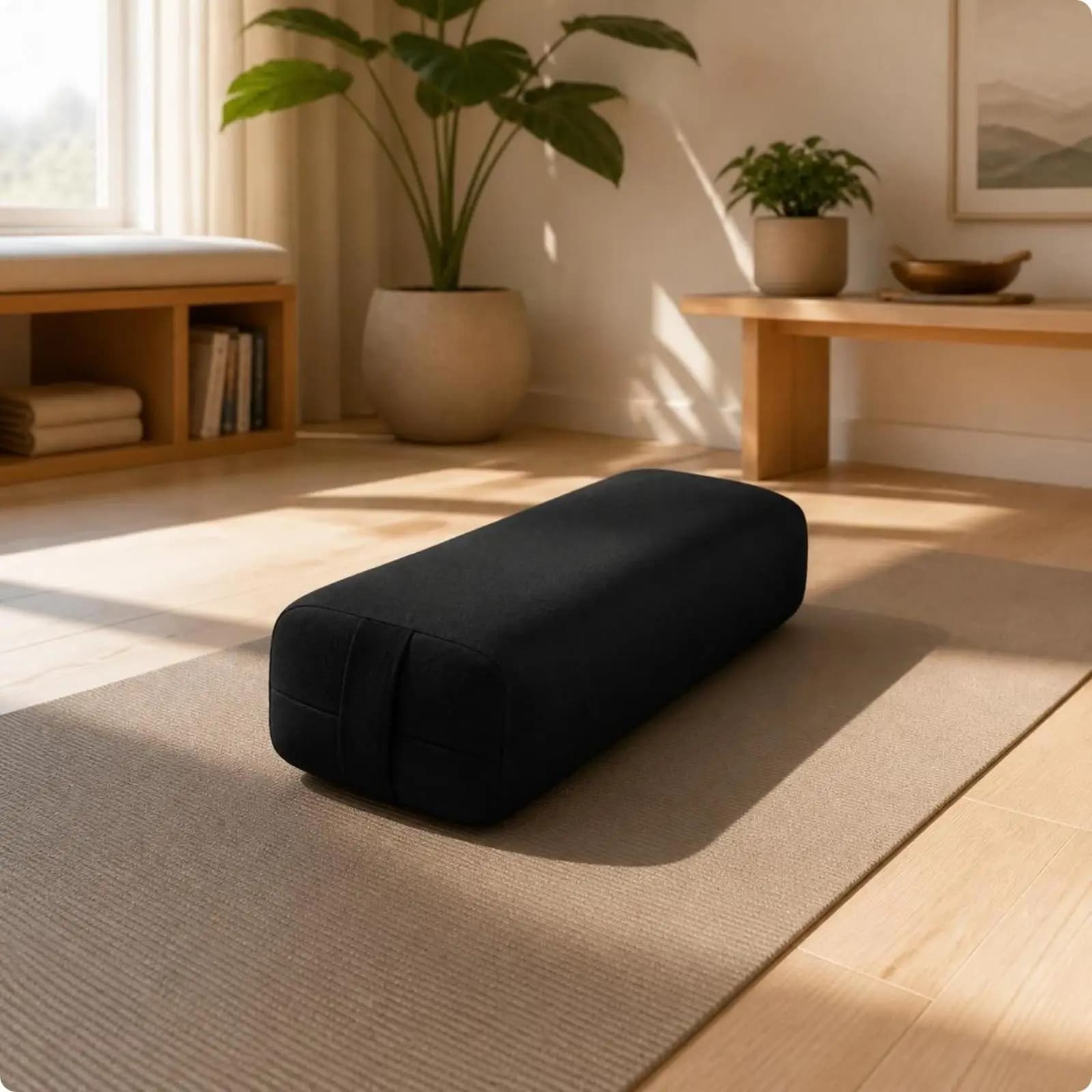 Meditation Bolster Pillow for Yoga with Cotton Cover Cylindrical Cushion for Deep Stretching and Restorative Poses