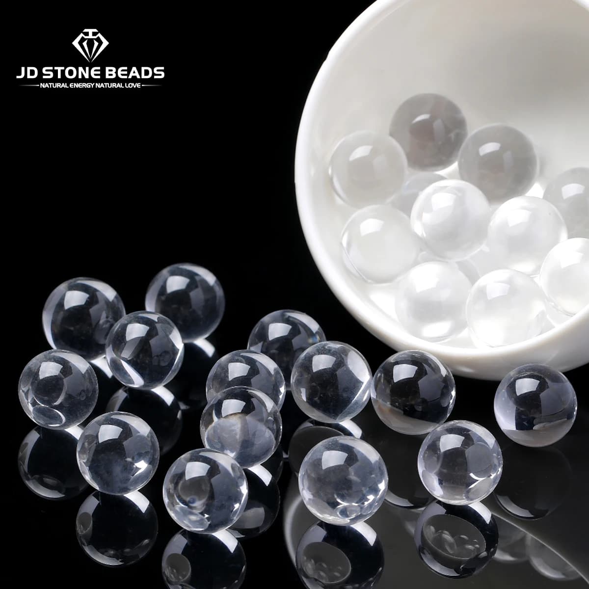 Natural Clear Quartz Bead 8-14mm Holeless White Crystal Sphere for DIY Jewelry Natural Stone Beads Decor Single Loose Stone