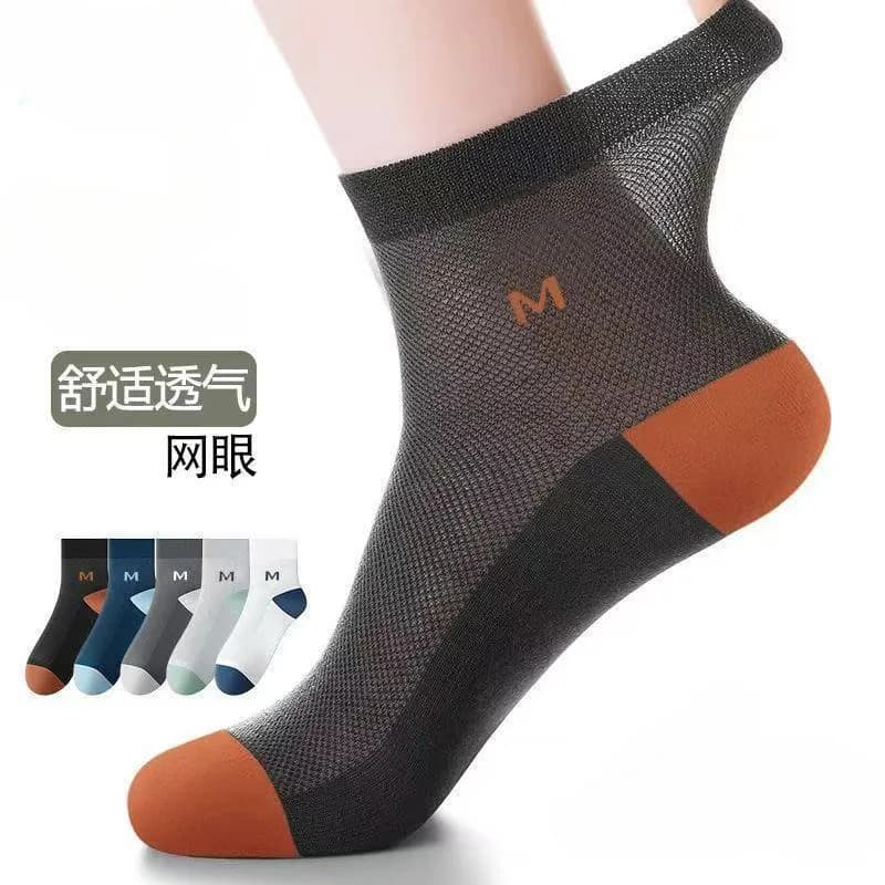 10A antibacterial thin breathable men's socks summer mesh breathable moisture wicking deodorant business leisure medium tube