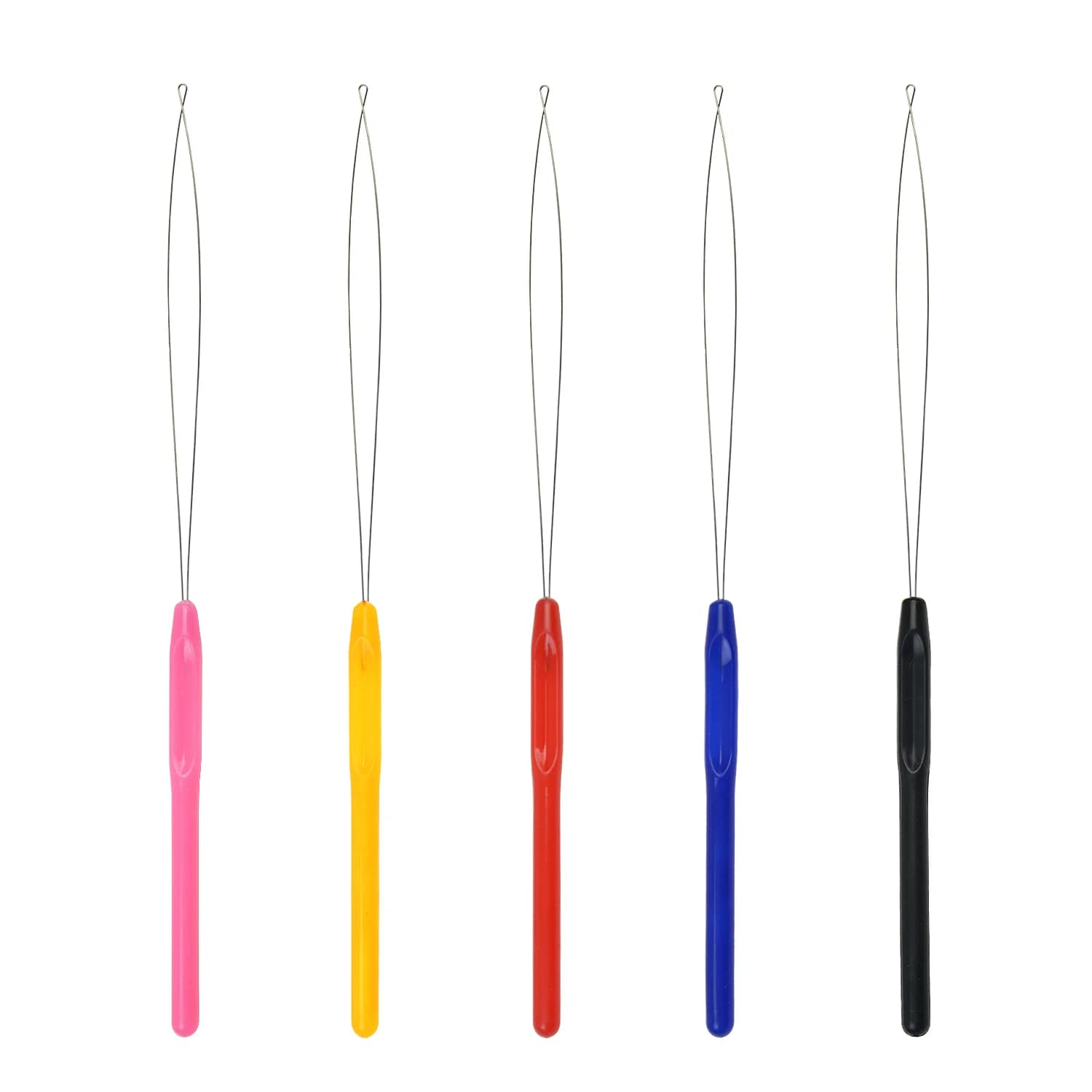 5Pcs Crochet Hook Needle Threader Bead Tool for Micro Ring Hair Extensions DIY Sewing Beading Accessories