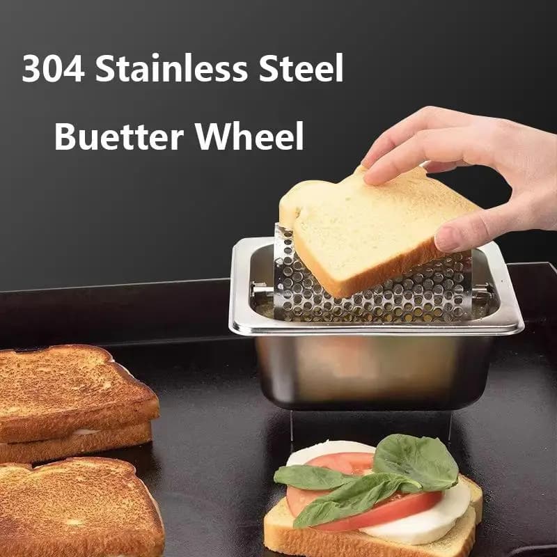 Stainless Steel Butter Dispenser with Wheel for Spread evenly, American Burger Tool, Cuisine Cooking Tool