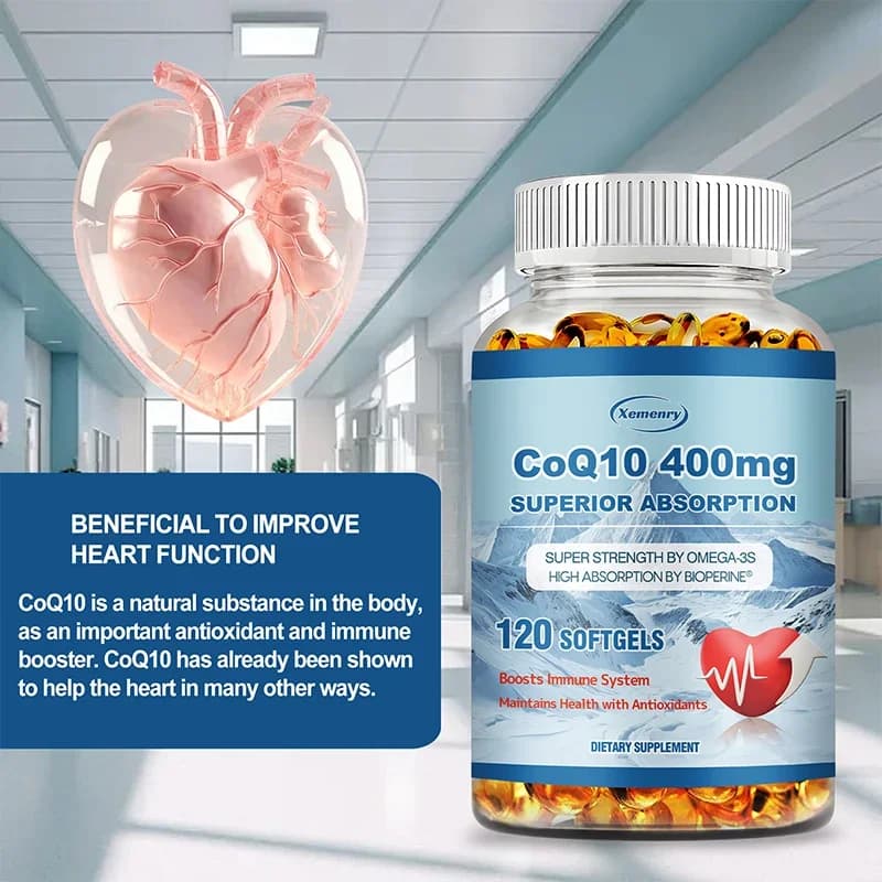 Capsule CoQ10 da 400 mg - Supporta la produzione energetica, il cuore, la salute cardiovascolare, promuove la circolazione sanguigna, il suplemento antiossidante