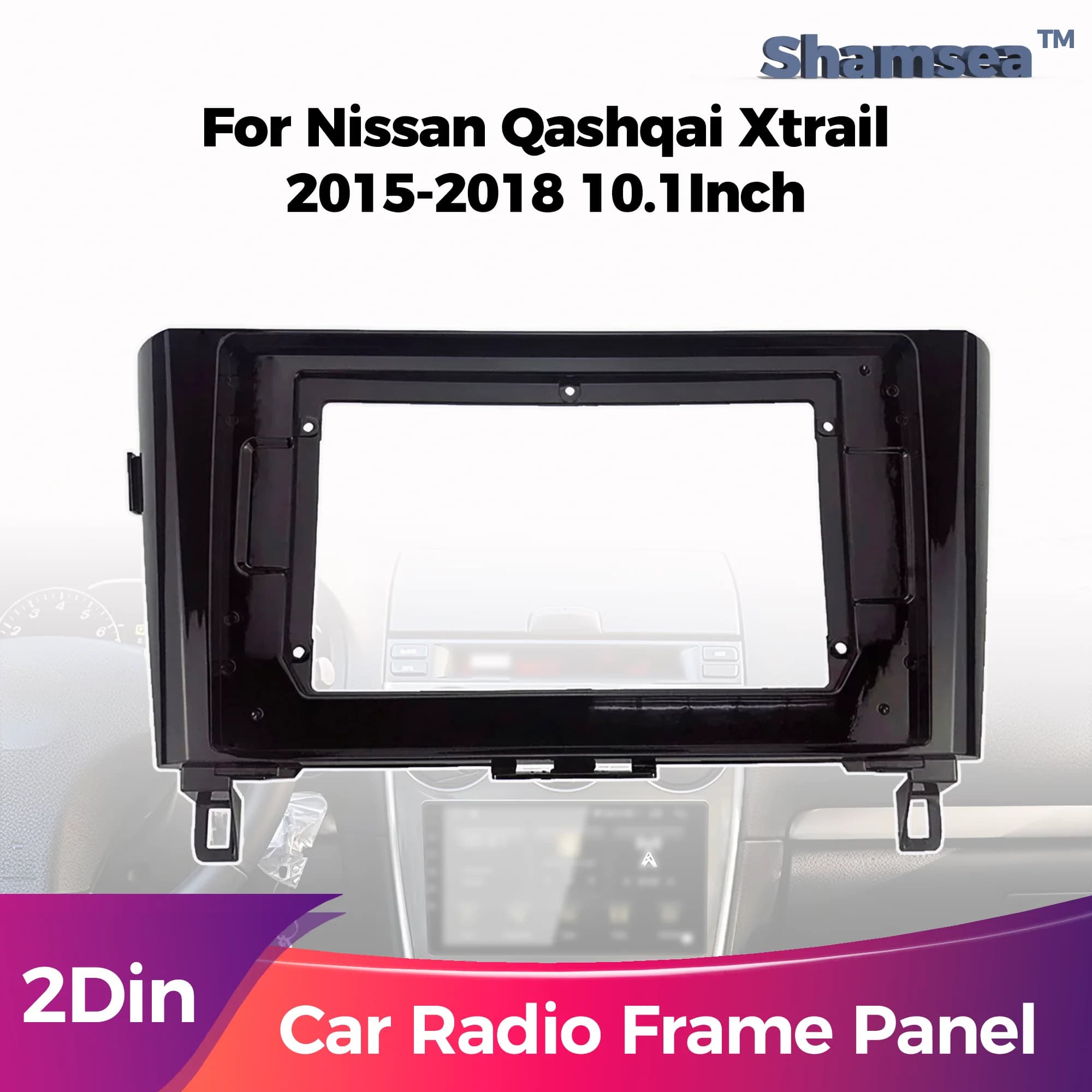 10.1 Inch Double Din Car Stereo Radio Fascia Frame Dash Kit for Nissan Qashqai Xtrail 2015-2018 Navigation Dashboard Trim Panel