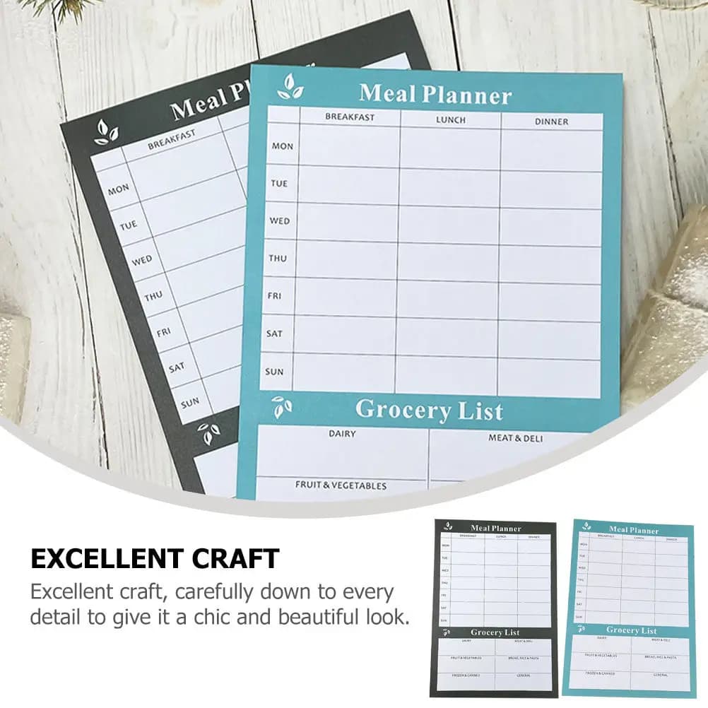 2 Pezzi Elegante Agenda Settimanale per la Pianificazione dei Pasti, Diario Alimentare Riutilizzabile, Calendario Menu per la Casa, Staccabile per Cucina e Casa