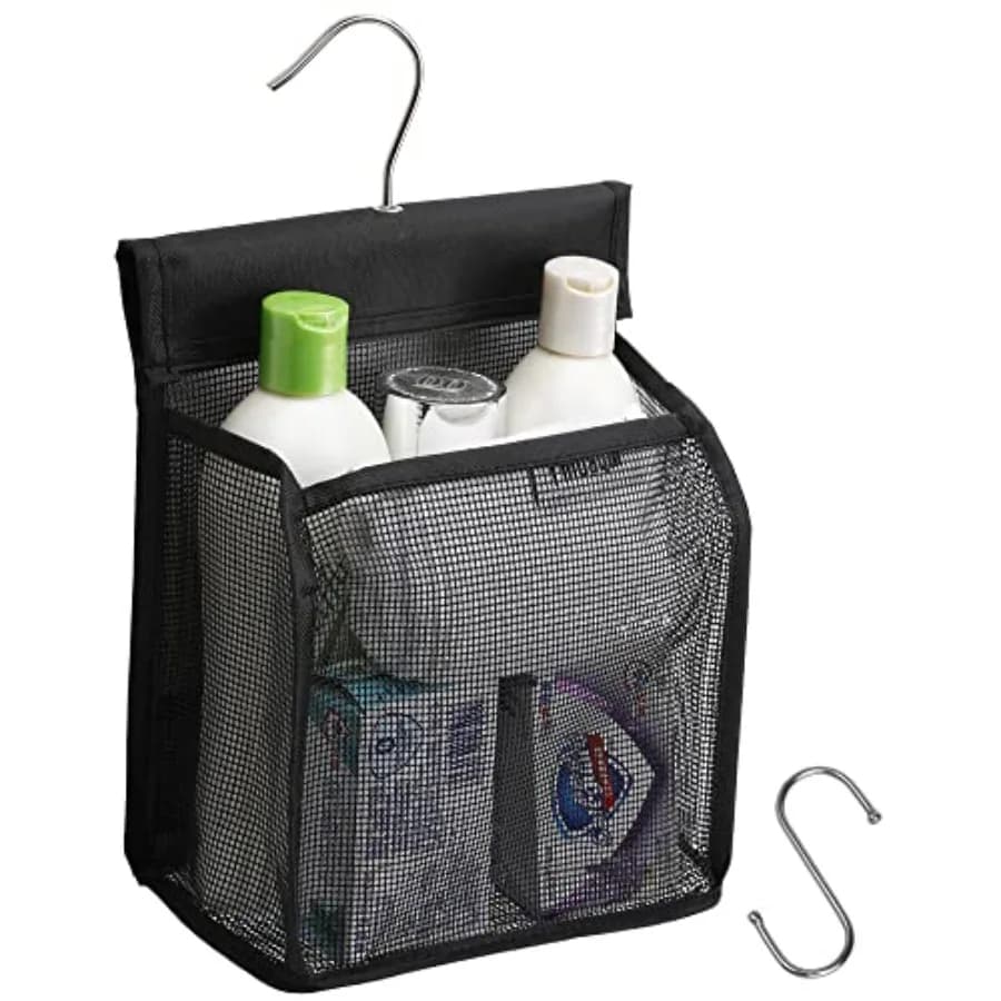 Hanging Mesh Shower Caddy Organizer Bathroom Storage Bag with Hooks for Camper, Gym, Cruise, Cabin, College Dorm Shower, Swimmi