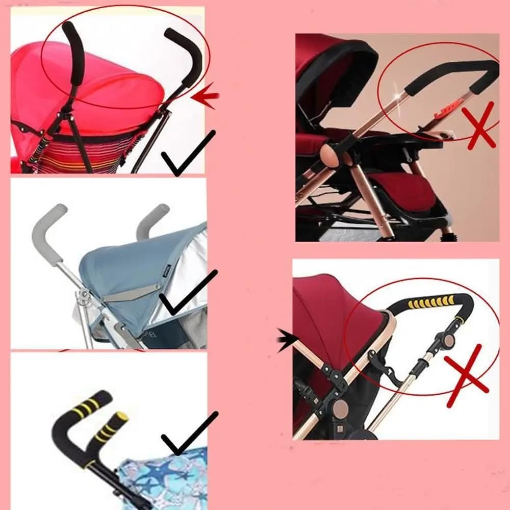 2Pcs Universal Generic Practical Comfortable Pushchair Handle Sleeve Stroller Grip Cover Non-slip Mat