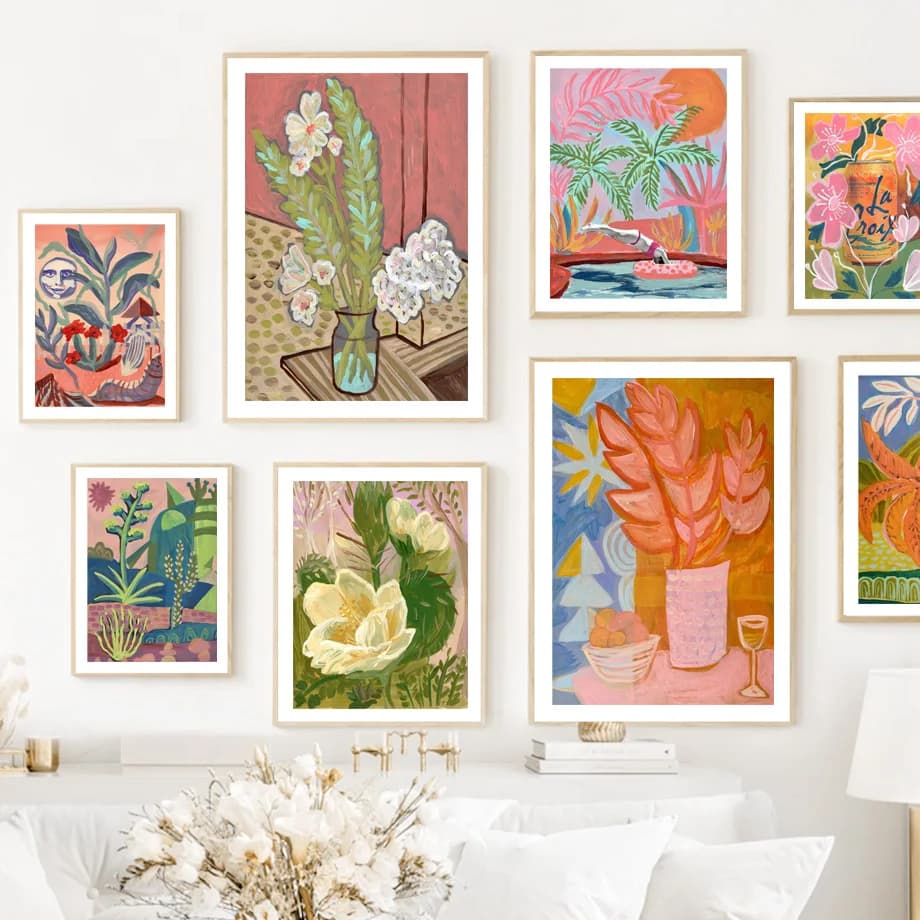 Watercolor Flower Leaf Plants Wall Art Canvas Painting Abstract Posters And Prints Hotel Bar Wall Pictures For Living Room De