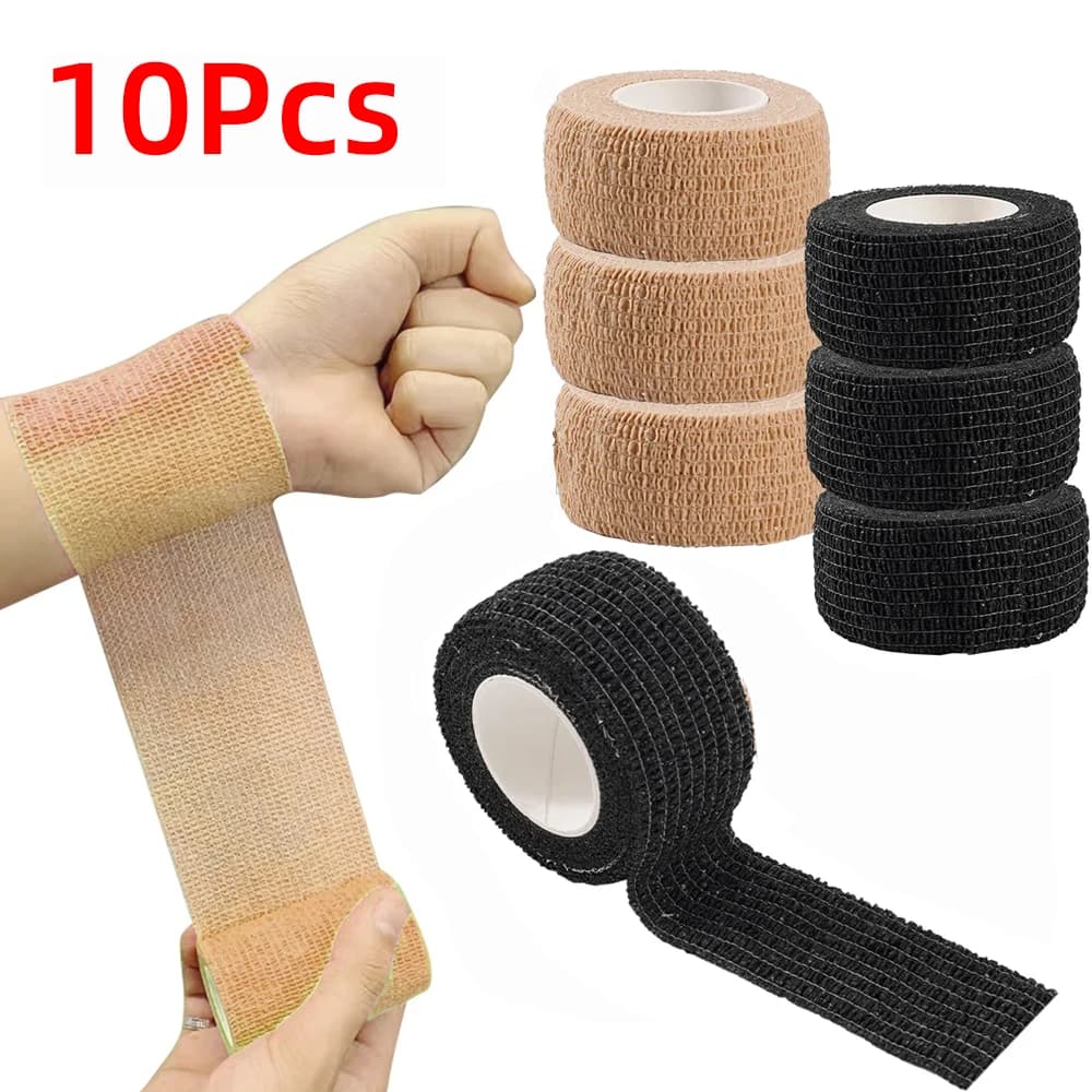 10 Rotoli di Nastro Adesivo Coesivo per Supporto Lesioni Sportive, Ginocchio, Caviglia, Polso, Spalla, Cura Post-Tatuaggio, Confezione Convenienza
