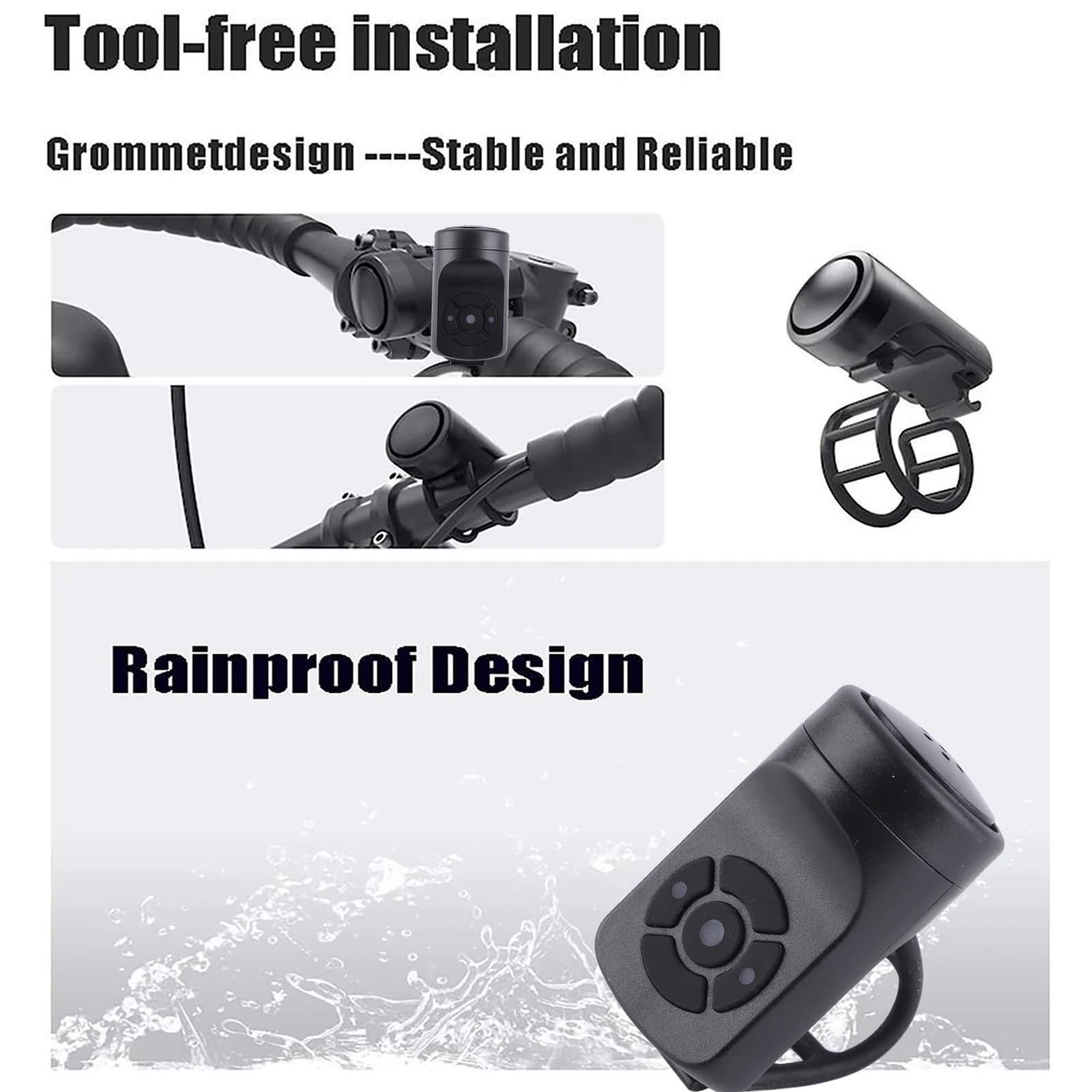 Campanello elettrico per bicicletta Corno di ricarica USB per bici MTB Anello di sicurezza per avvertimento per mountain bike Campanello impermeabile Strumento per accessori per ciclismo