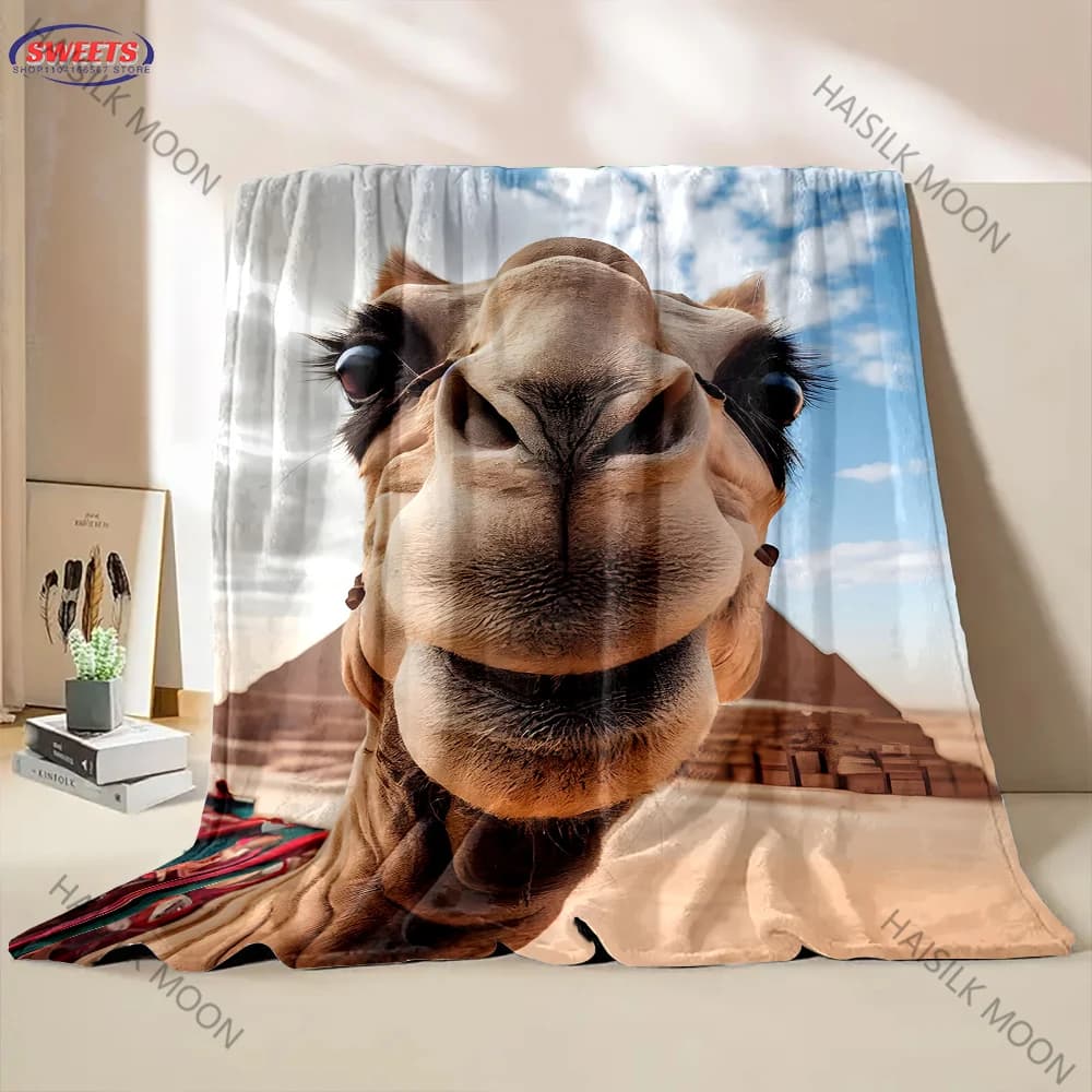 1PC Coperte a tema animali Divertenti coperte stampate con cammello, regali per amici e famiglia, divano per la casa, sedie, letto, coperta decorativa