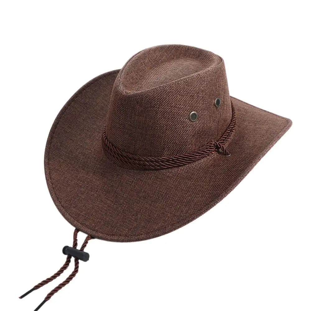 Linen Western Cowboy Hat Wide Brim Climbing Hat Summer Sun Hat Sun Protection Cap Cycling Cap Beach Sunscreen Cap Jazz Cowgirl