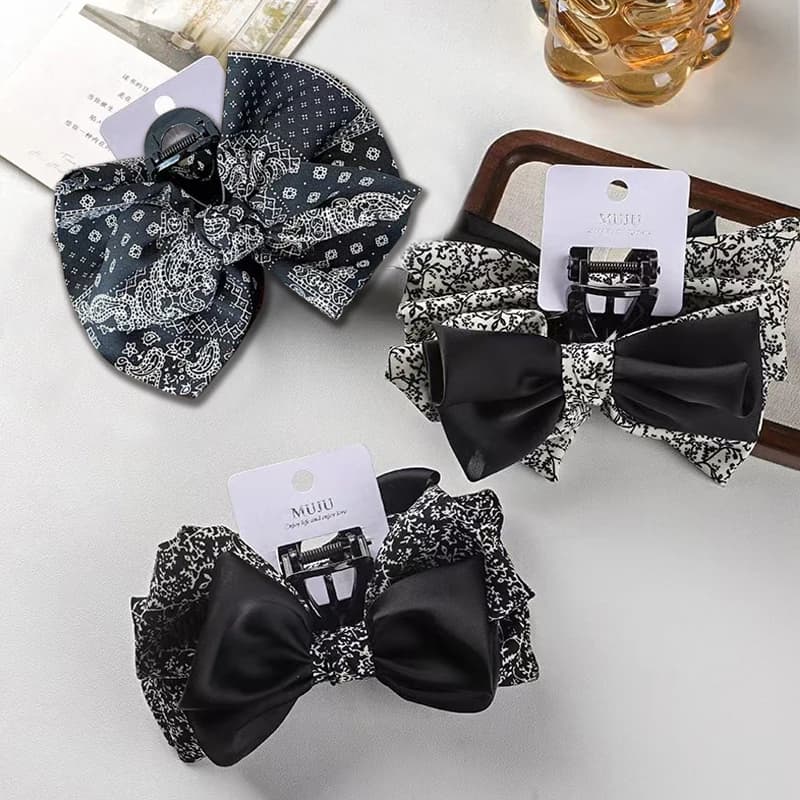1pc Korean style temperament, cashew nuts, broken flowers, bow, grab clip, hair clip, shark clip, Western style hair clip
